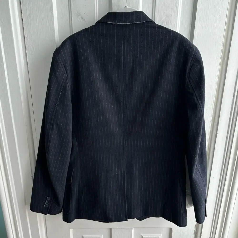 Banana Republic Tailored Fit Navy Pinstripe Blazer Sport Coat 40R Italian Fabric